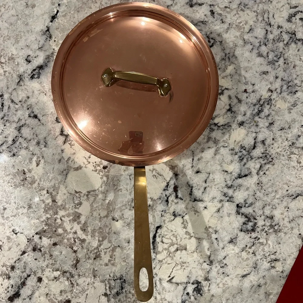 Williams Sonoma Copper Saucepan with Brass Handle